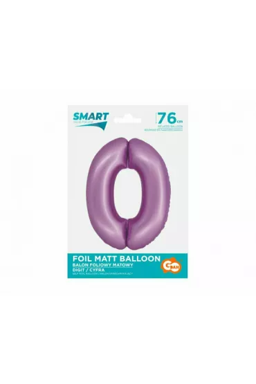 Godan Balon foliowy Smart cyfra 0 lawendowy matowy 76cm
