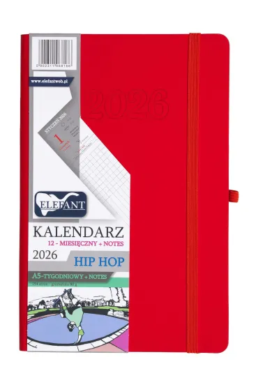 Kalendarz 2027 A5 tygodniowy Hip hop czerwony