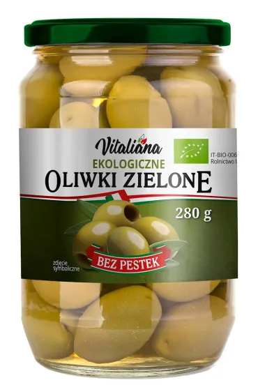 Vitaliana Oliwki zielone drylowane w zalewie 280 g Bio