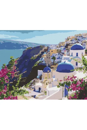 Brushme Malowanie po numerach - krajobraz Santorini 40x50cm