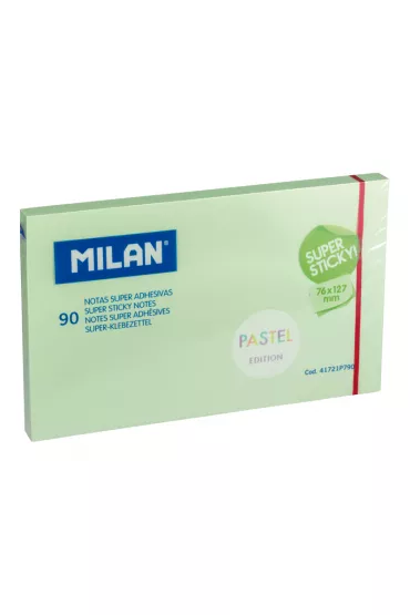 Milan Karteczki samoprzylepne Super Sticky Pastel zielone 127 x 76 mm 90 kartek 90 szt.