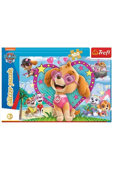Puzzle 100 el. W blasku Skye. Paw Patrol. Glitter Trefl