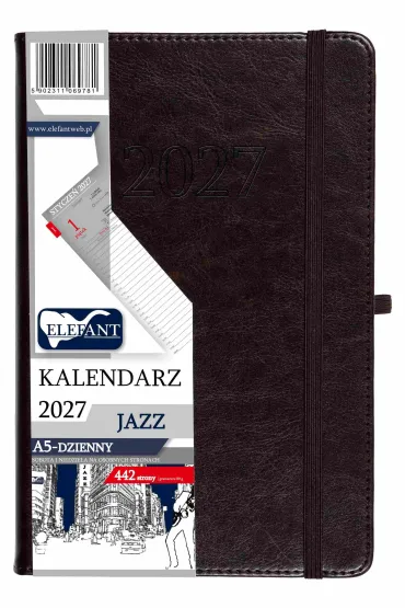 Kalendarz Jazz 2027 A5 dzienny czekoladowy