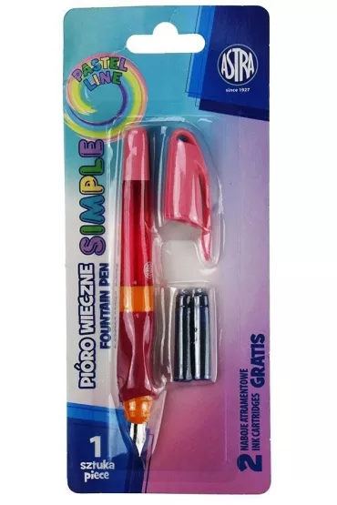 Pi�ro wieczne z uchwytem do nauki pisania Astra Pastel Line + 2 naboje