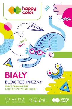 Happy Color Blok techniczny Happy Friends, biay, A3, 170g, 10 arkuszy biay 10 kartek