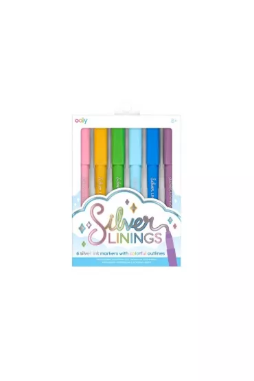 Ooly Flamastry Metaliczne z konturem Silver Linings 6 szt.