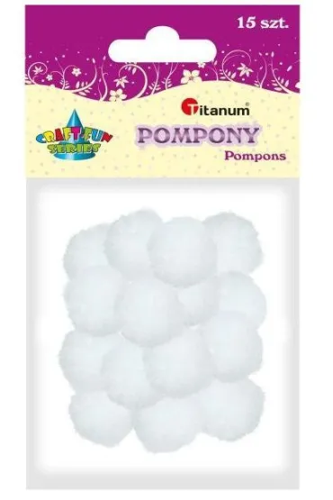 Titanum Pompony poliestrowe bia�e 18mm
