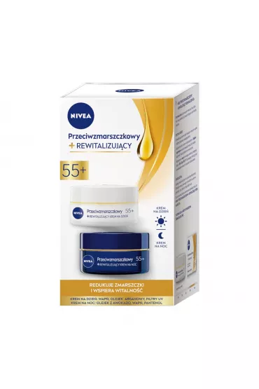 Nivea Zestaw dla kobiet Przeciwzmarszczkowy+ modeluj�cy 55+ krem na noc + krem na dzie� 2 x 50 ml