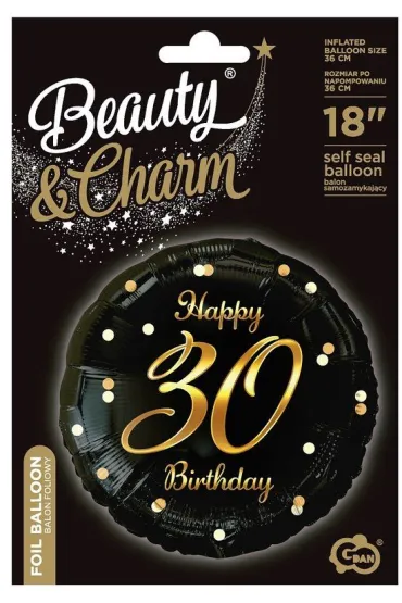 Godan Balon foliowy B&C Happy 30 Birthday czarny, z�oty