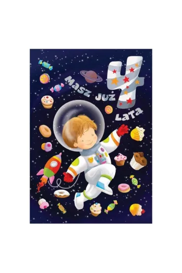 Art Nuvo Karnet 4 urodziny astronauta