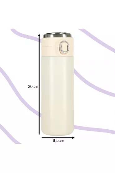 Kubek bidon termiczny z ustnikiem termos LED 350ml be�owy