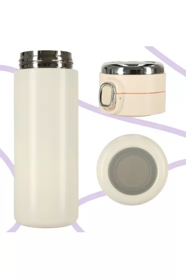 Kubek bidon termiczny z ustnikiem termos LED 350ml be�owy