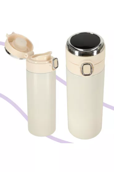 Kubek bidon termiczny z ustnikiem termos LED 350ml be�owy