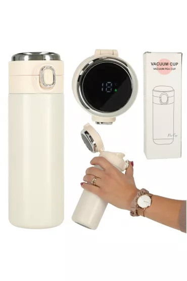 Kubek bidon termiczny z ustnikiem termos LED 350ml be�owy