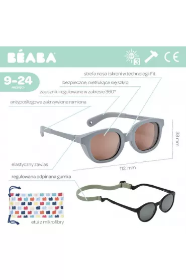 Beaba Okulary przeciwsoneczne dla dzieci 9-24 miesicy Lucky - Pebble