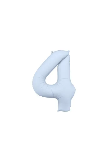 PartyDeco Balon foliowy Cyfra 4 mglisty niebieski 86cm
