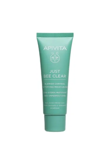 Apivita Just Bee Clear Blemish Control Mattifying Moisturizer matuj�cy �el-krem na sk�r� t�ust�, sk�onn� do tr�dziku 40 ml