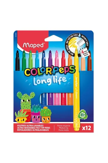Flamastry Long Life 12kol MAPED 12 szt.