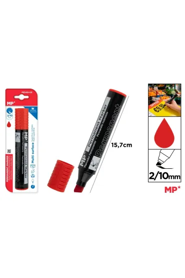 Mp Main Paper Marker permanentny z p�ask� ko�c�wk� MP 2/10mm czerwony blister