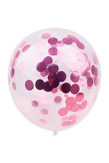 Balon z konfetti r�owy 6 szt PARTY GO