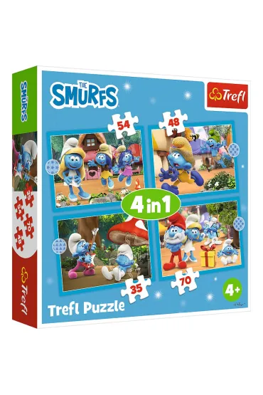 Puzzle 4w1 - Wioska Smerf�w (35+48+54+70 el.) Trefl