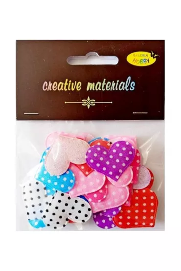 Galeria Hobby Aplikacje materia�owe serca w kropeczki 3cm
