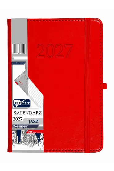 Kalendarz Jazz 2027 B6 dzienny czerwony