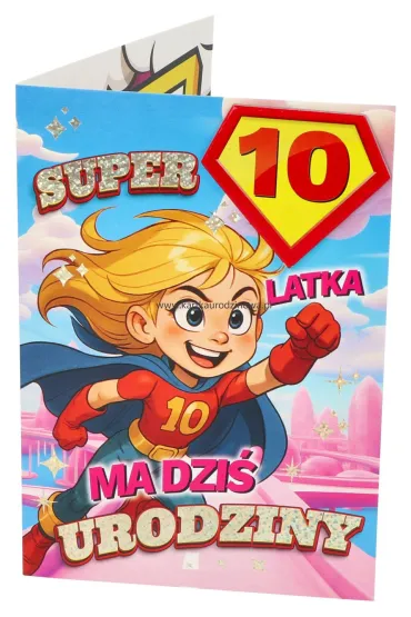 Yeku Karnet Urodziny 10 dziewczynka - Superbohaterka