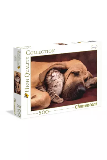 Puzzle 500 el. High Quality Collection. Pies z kotem Clementoni