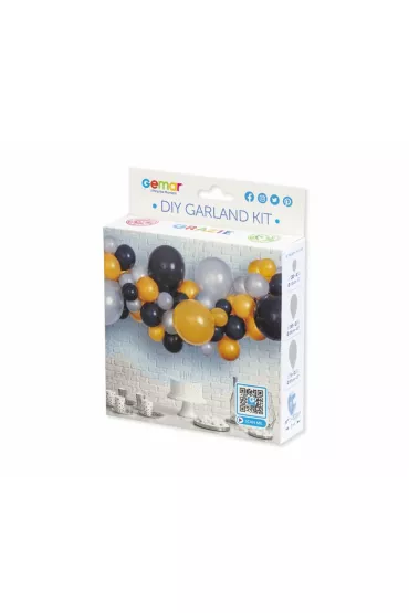 Gemar Girlanda balonowa DIY z�ota, srebrna, czarna 65 szt.
