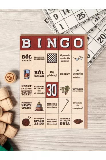 Nadwyraz.com Kartka 30 Urodziny Bingo