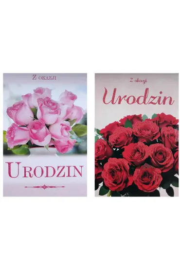Karnet B6 Urodziny brokat mix