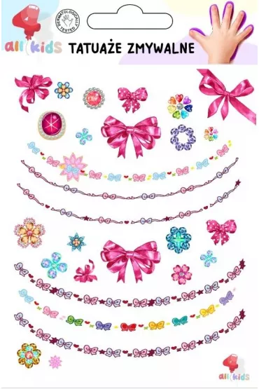 Tatua�e zmywalne dla dzieci Bi�uteria kokardki All4Kids