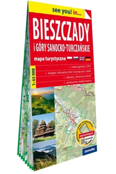 Bieszczady i G�ry Sanocko-Turcza�skie; papierowa mapa turystyczna 1:65 000