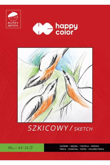 Happy Color Blok szkicowy M�ody Artysta, bia�y, A3, 90g, 25 arkuszy 90 g 25 kartek