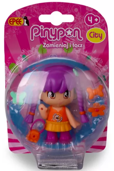 PinyPony CITY. Seria Natura. Laleczka 7cm z akcesoriami dziewczynka z fioletowymi w�osami Epee