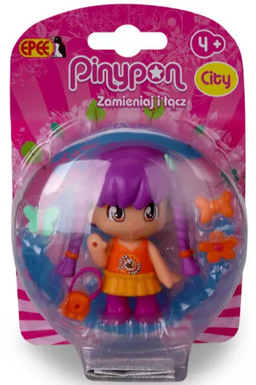 PinyPony CITY. Seria Natura. Laleczka 7cm z akcesoriami dziewczynka z fioletowymi w�osami Epee