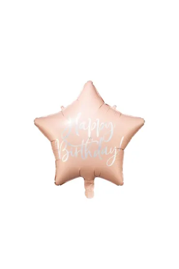 PartyDeco Balon foliowy Happy Birthday pudrowy r�owy 40cm