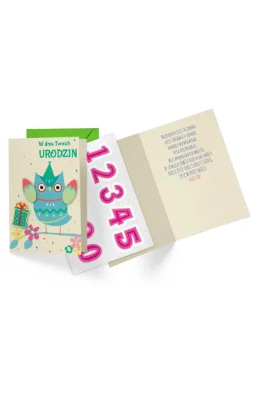 Kukartka Karnet B6 DK-858 Urodziny sowa. Wymienne cyfry