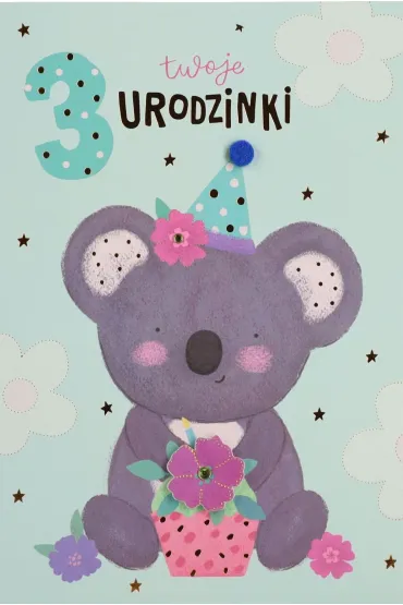 Karnet okazjonalny B6 z kopert� 3 Urodziny PAN DRAGON HM200-3128