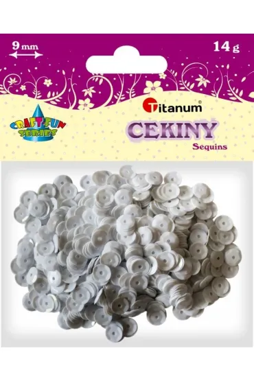 Titanum Cekiny okr�g�e pastelowe bia�e 9mm, 14g