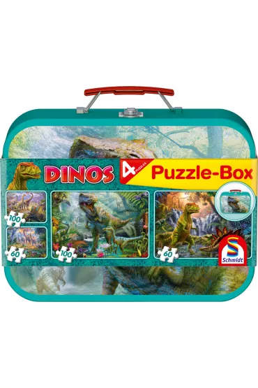 Puzzle 4w1 - Dinozaury w walizce (2x60 el. + 2x100 el.) Schmidt