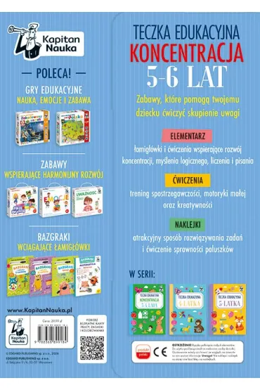 Teczka edukacyjna. Koncentracja. 5-6 lat. Kapitan Nauka - Katarzyna Szumska
