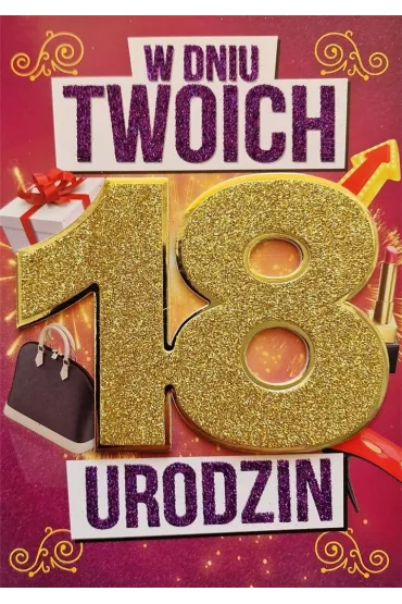 Yeku Karnet Urodziny 18 damskie