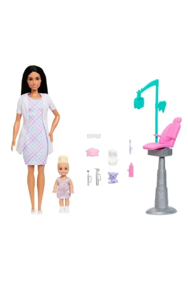 Barbie Dentystka Zestaw 2 (Lalka brunetka) Mattel