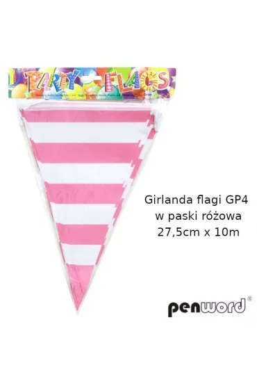Penword Girlanda flagi w paski r�owa 27.5cmx10m