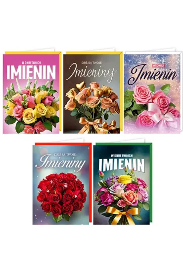 Karnet B6 Imieniny t�oczone lub z�ocone mix