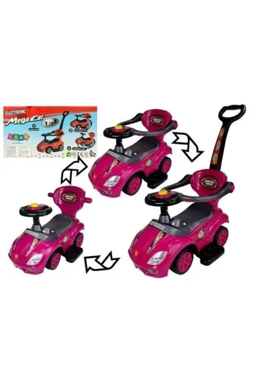 Je�dzik z pchaczem Mega Car 3w1 r�owy LeanToys