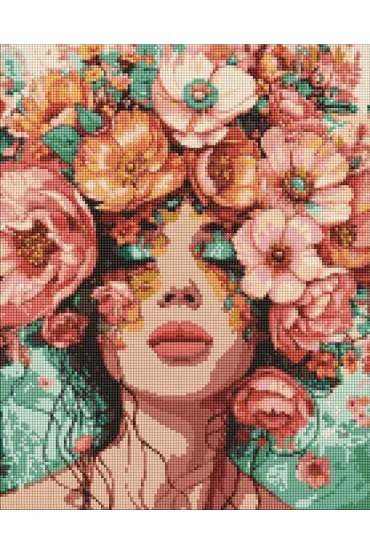 Ideyka Diamentowa mozaika - Dziewczyna w kwiatach 40x50cm