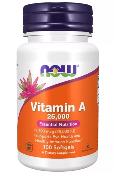 Now Foods Witamina A 25000 IU Suplement diety 100 kaps.